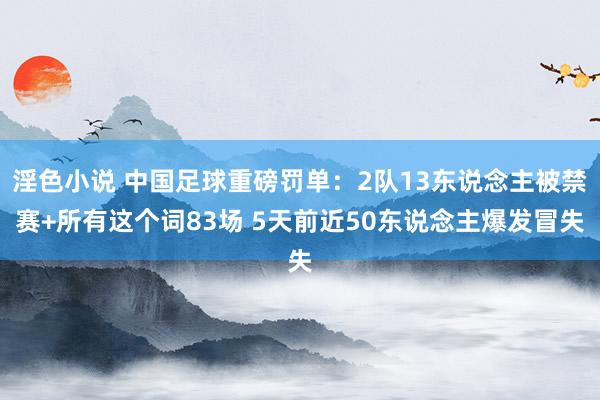 淫色小说 中国足球重磅罚单：2队13东说念主被禁赛+所有这个词83场 5天前近50东说念主爆发冒失